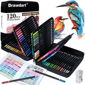 120 Colored Pencils for Adult Coloring Books, Professional Soft Core Drawing Sketching Shading Pencils Set with Zipper Case, Coloring Pencils for Adults, Artists, Professionals and Colorists