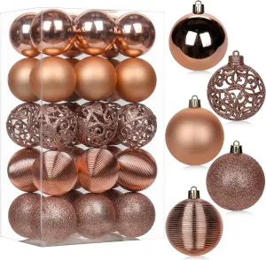 30PCS 2.36" Christmas Ball Ornaments Shatterproof Rose Gold Christmas Tree Decorations Xmas Tree Balls Halloween Ornaments Décor