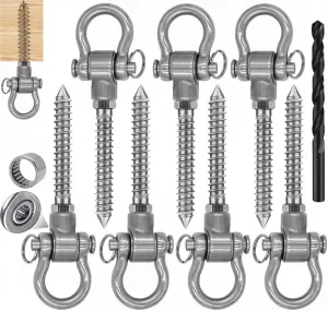 6Packs Heavy Duty Swing Hangers Permanent Anti Rust Bearing, 1500 LBS, 180° Swing Hardware, Swing Frame for Yoga Hammock Chair sandbag Playground Accessories
