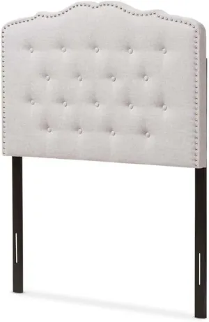 African Artistry Modern and Contemporary Upholestered Fabric with Button Tufted Headboard Twin/Greyish Beige
