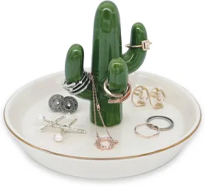 Ceramic Cactus Ring Holder for Jewelry, Ring Dish, Cute Western Decor, Hippie Room Trinket Tray, Christmas Thanksgiving Gift for Women Teen Girl