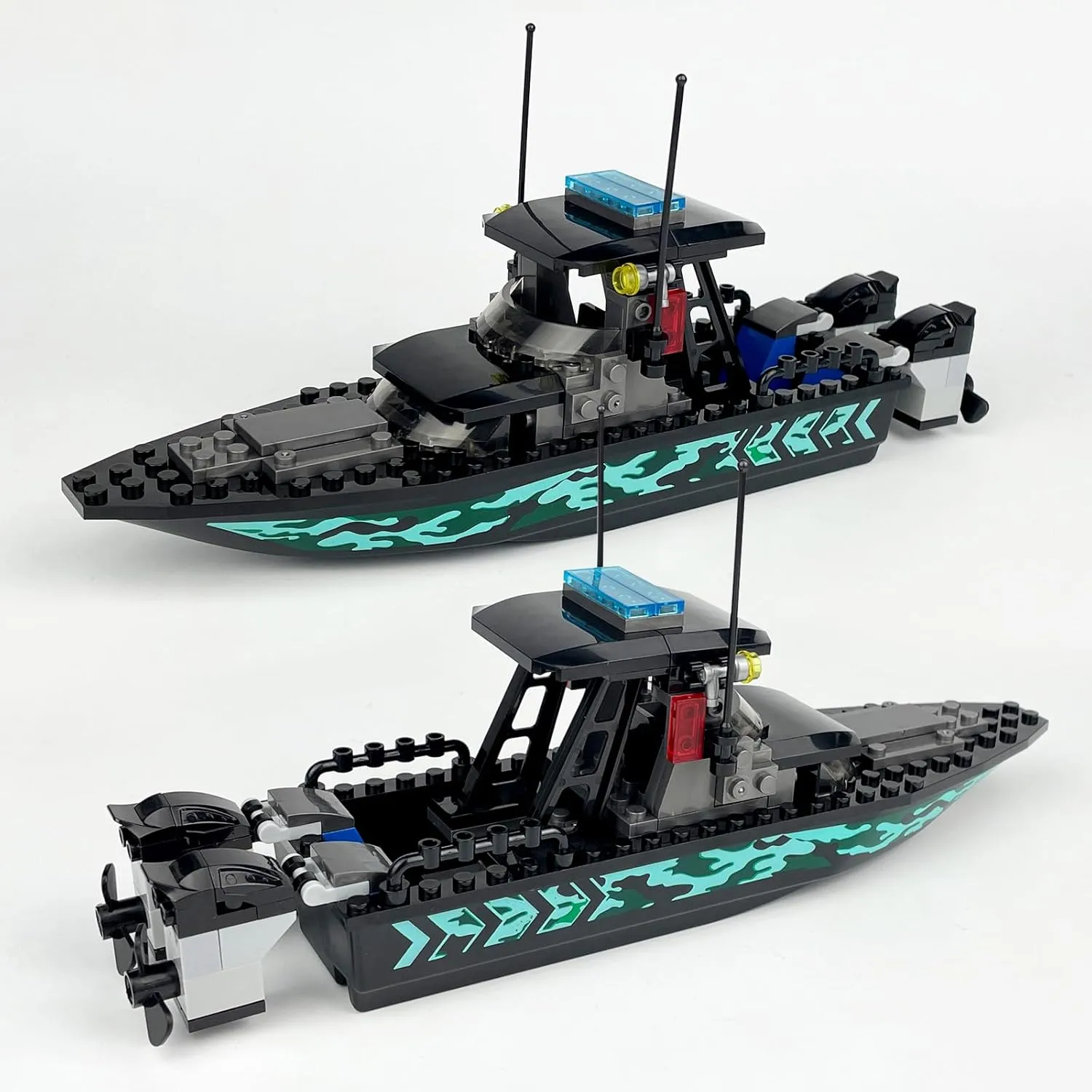 City Coast Guard Boat and Ships Building Blocks Sets, Police Boat, Rescue Boat, Guard Boat, Patrol Boats, Fishing Boat and Rescure Helicopter, Fun Gifts for Boys and Girls (Charge Boat)