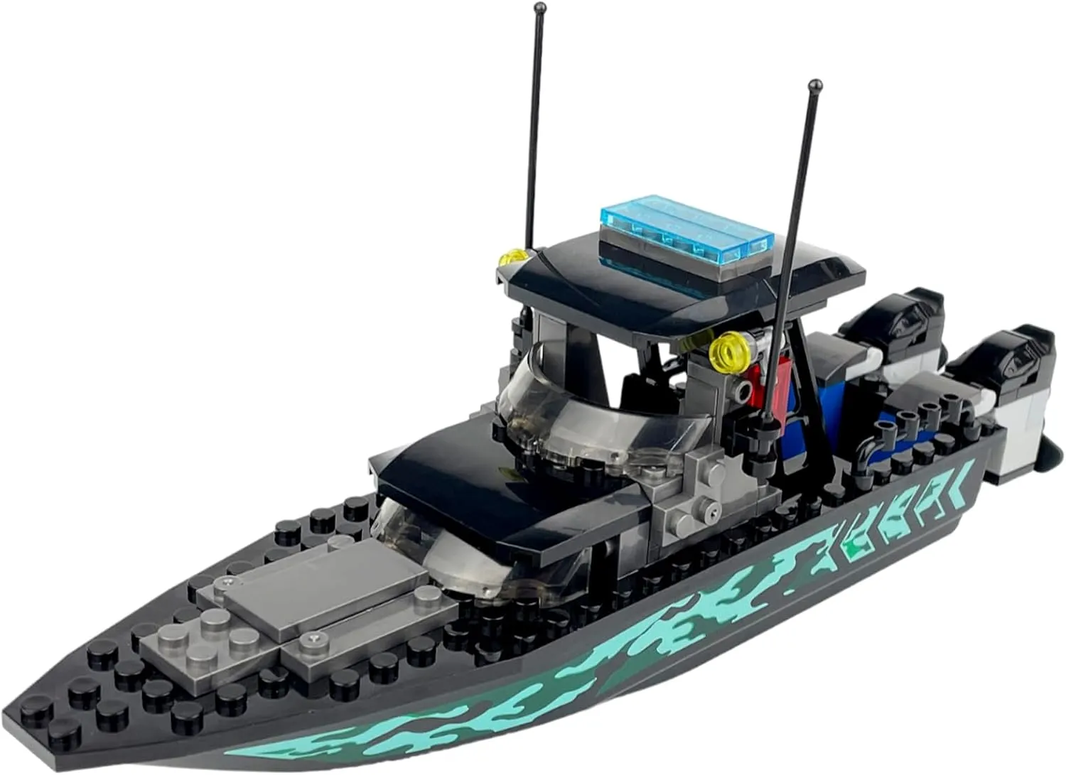 City Coast Guard Boat and Ships Building Blocks Sets, Police Boat, Rescue Boat, Guard Boat, Patrol Boats, Fishing Boat and Rescure Helicopter, Fun Gifts for Boys and Girls (Charge Boat)