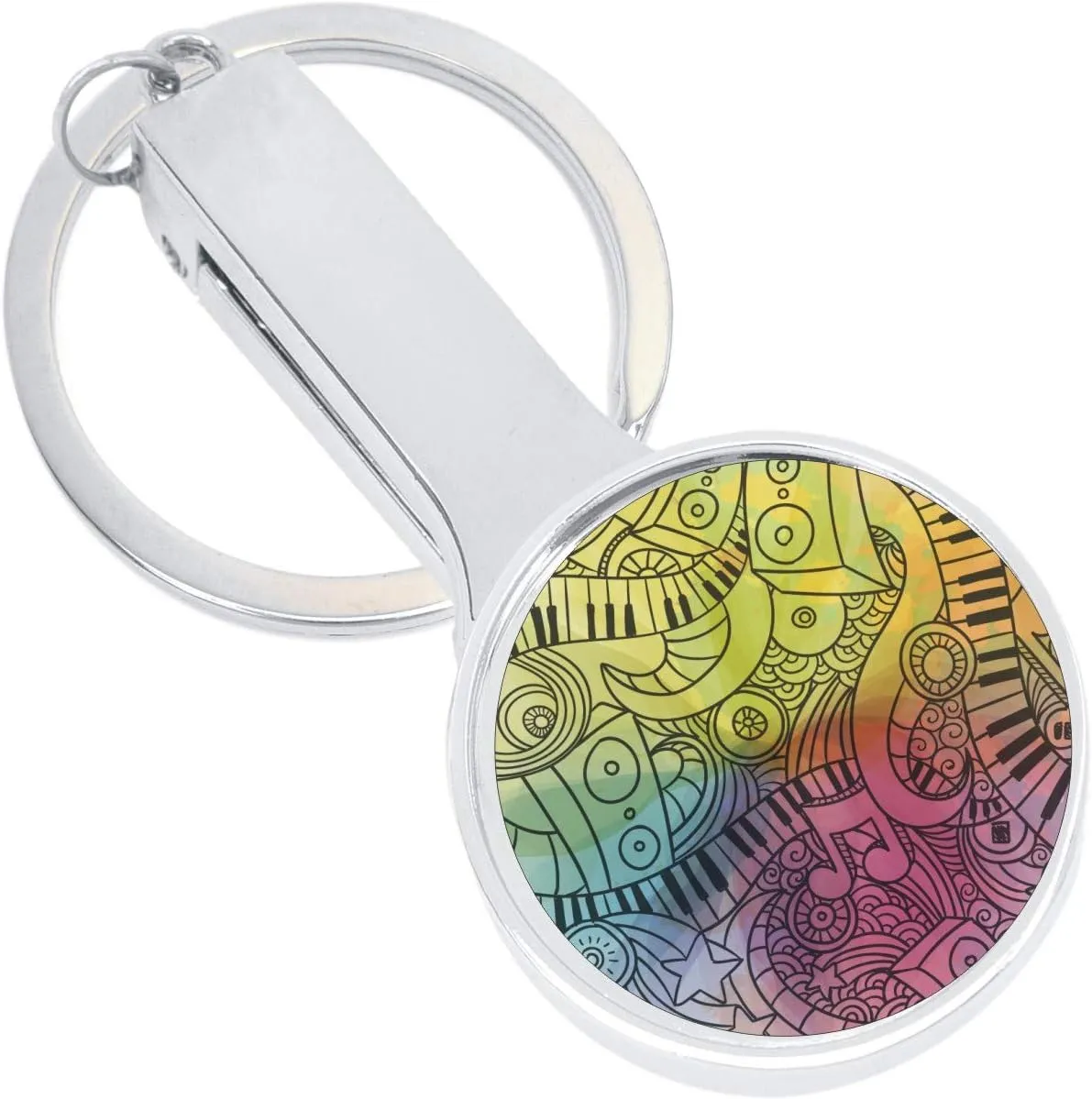 Colorful Music Note Piano Pattern Purse Hanger with Keychain