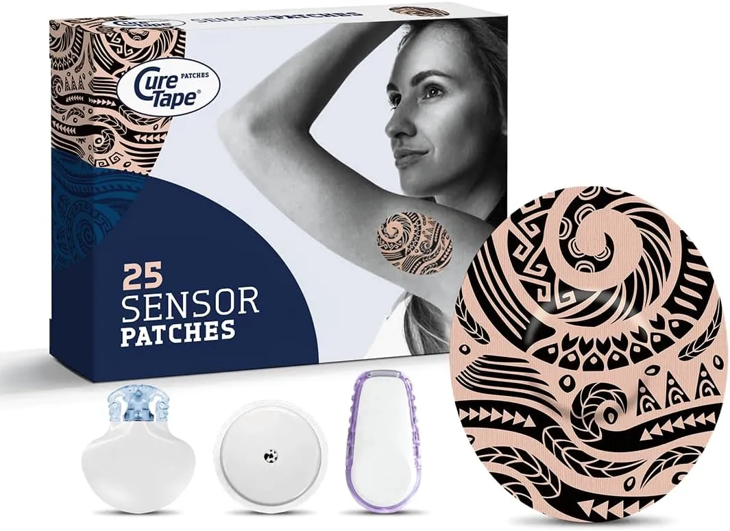 CureTape Patches - Sensor Fixing Plasters - Plasters for Freestyle Libre, Dexcom and Medtronic Guardian Sensors - Sensor Patch - Unique Variants (Tattoo)
