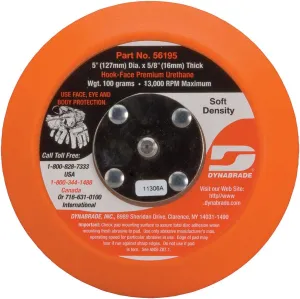 Dynabrade (56195) 5" (127 mm) Diameter Non-Vacuum Disc Pad | Hook-Fact, Short Nap for Use with Re-attachable Discs | Thick Urethane Soft Density Product