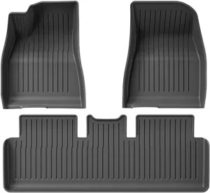 Floor Mats for Tesla 2024-2025 Model 3 Black 5-Seat Floor Mats All Weather Durable TPE Anti-Slip Car Floor Liner Waterproof Custom Fit (Black, Model 3)