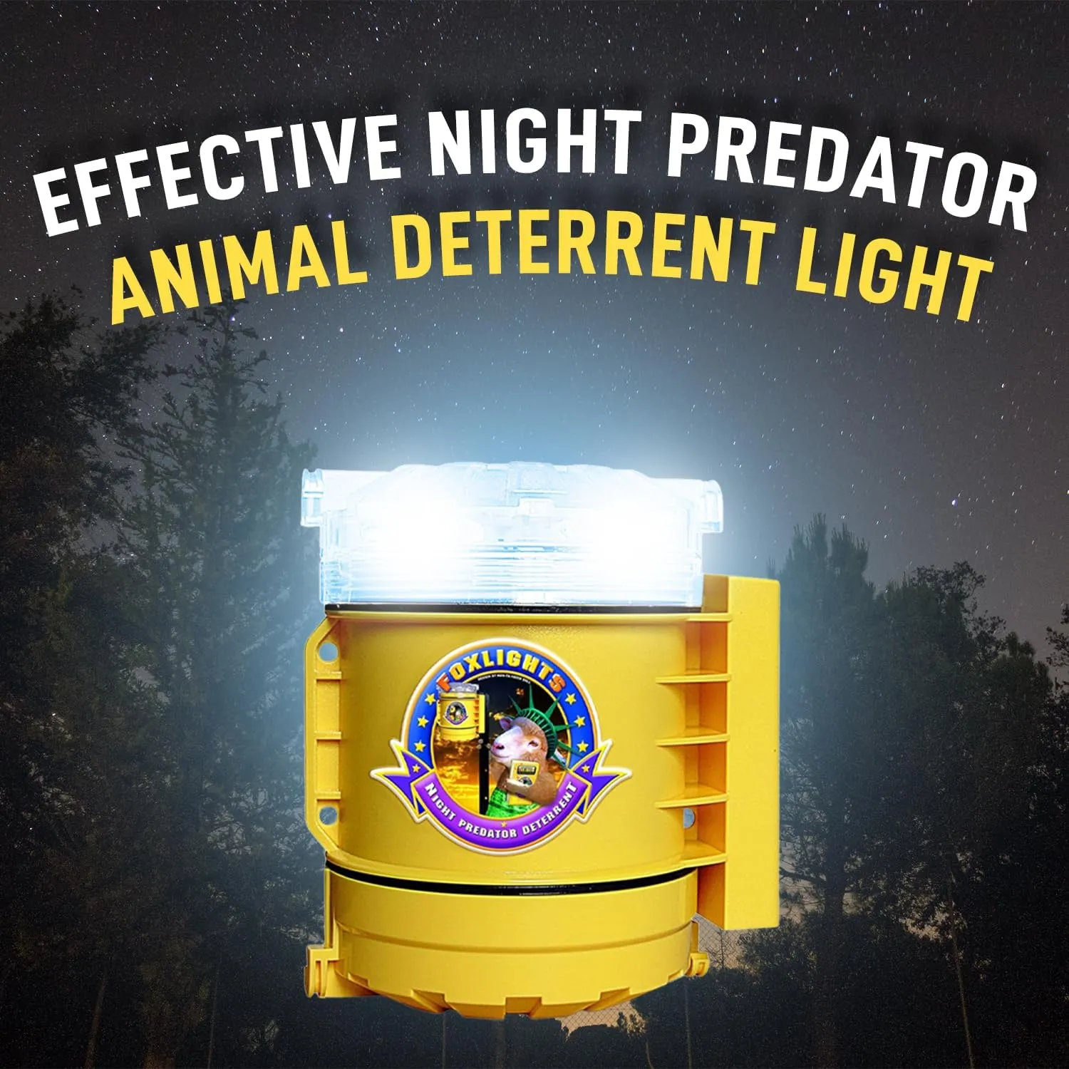 Foxlights Night Predator Deterrent Control Light with Flashing LEDs | Weatherproof Animal Repellent for Flocks, Gardens, Crops & Chicken Coops | Night Guard Protection Used by Professional Ranchers