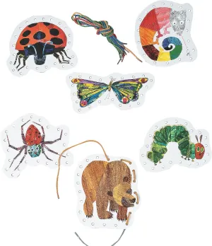 Fun Express Eric Carle Lacing Cards & Laces Set - Fun Educational Manipulatives for Learning - 6.5" x 10" - Enhance Fine Motor Skills - 24 Pieces