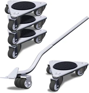 Furniture Mover by ONEON - 6 7/8" Steel Tri-Dolly, 3 Wheels Furniture Dolly for Moving, 720 LB Max Load Capacity (4 Pack Dolly   1 Pack Lifter)