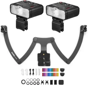 Godox MF12-K2 Macro Flash   MF-DB Flash Mount 2.4G Wireless TTL M Mode with Color Filter, Cold Shoe, Flash Stand for Portrait, Macro Photography, Dental Photography for Nikon/Sony/Canon Cameras