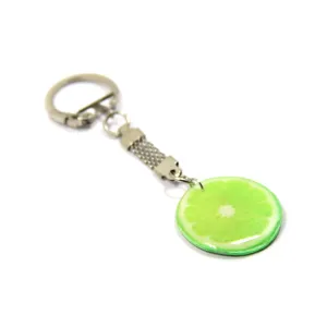 Handmade Green Lime Fruit Keychain Handbag Charm Citrus Keyring Vegeterian Gift Idea Polymer Clay Key Chain Lime Slice Bright Jewelry Gift for Girl