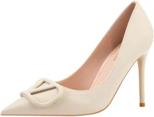 JOEupin Women Pointed Toe Pumps Mid-Heel Pumps Formal Wedding Bridal Classic Stiletto Heel
