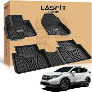 LASFIT Floor Mats for Honda CR-V | CRV 2017-2022 (Include Hybrid Models), All Weather Protection Custom Fit TPE Full Coverage Easy Clean Floor Liners, 1st & 2nd Row, Black