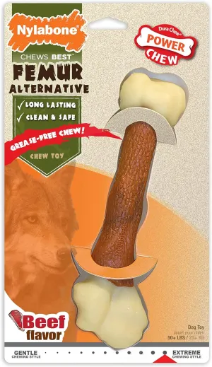 Nylabone Femur Bone Alternative Power Chew Toy for Dogs, Dog Toys for Aggressive Chewers, Beef Flavor, Large - Up to 50 lbs, 1 Count
