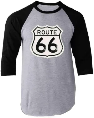 Pop Threads Route 66 Sign Retro Vintage Black and White Graphic Tee T-Shirt for Men