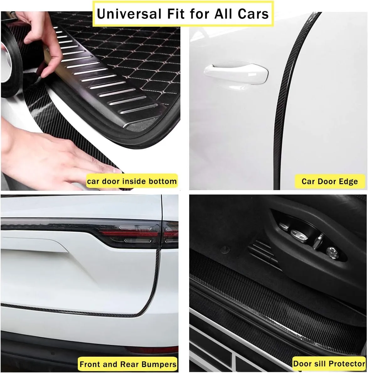 QBUC Car Door Entry Guards Scratch Cover Protector Paint Threshold Guard,Front Rear Door Entry Sill Guard Scuff Plate Rear Bumper Protector Guard for Most Cars,2in9.8ft(5cm3m) Black