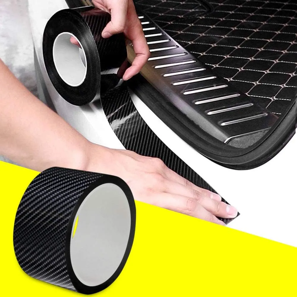 QBUC Car Door Entry Guards Scratch Cover Protector Paint Threshold Guard,Front Rear Door Entry Sill Guard Scuff Plate Rear Bumper Protector Guard for Most Cars,2in9.8ft(5cm3m) Black