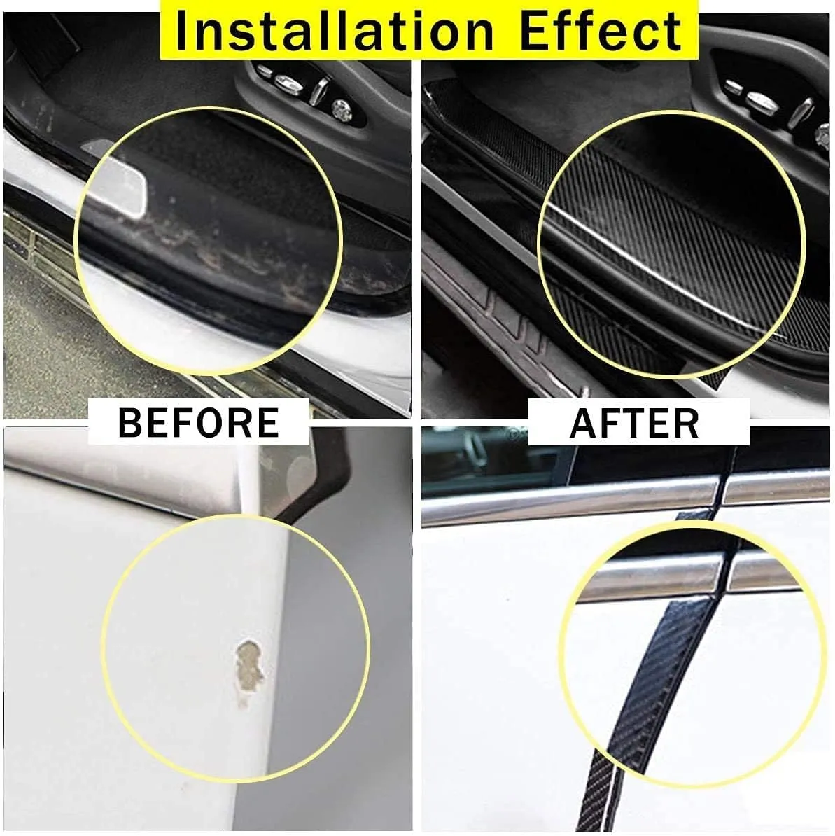 QBUC Car Door Entry Guards Scratch Cover Protector Paint Threshold Guard,Front Rear Door Entry Sill Guard Scuff Plate Rear Bumper Protector Guard for Most Cars,2in9.8ft(5cm3m) Black