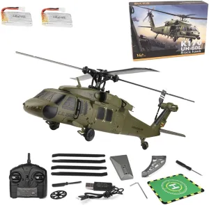 RC Helicopter Model, Wltoys K170 Black Hawk UH-60L 170 Size 4CH Flybarless Helicopter with Adjustable Left and Right Hand Throttle (RTF Version)