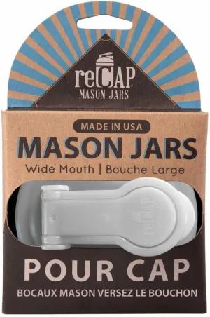 reCAP Mason Jar | Pour Lid with Foldout Carry Loop | Wide Mouth, Natural, Leak-Proof Seal | 4-Pack, USA Made