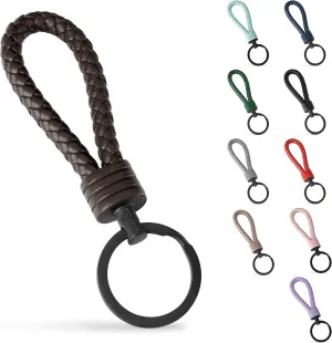 SERASAR | Leather Keychain [Strong] with Stainless Steel Key Ring - Additional Rings for Small Keys - With Gift Box