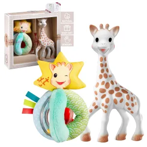 Sophie la girafe Classical Creation Birth Gift Set | Includes Sophie la girafe Plush Rattle, Gift Bag & Card | Handcrafted in France | Comfort & Soothe | Awaken All 5 Senses