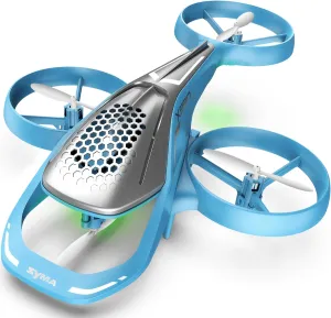 SYMA Remote Control Helicopter, 2.4Ghz Aerobatic Drone with Altitude Hold, One Key Take Off/Landing, Headless Mode, LED Lights, Ideal Gift for Kids, Bule