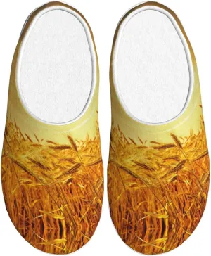 Wheat Field print Men's Women's Slippers Comfort Closed Toe House Shoes Fall Winter Home Slippers Indoor Scuff
