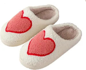 Women's Men's Happy Face Heart-shaped Cat Slippers - Retro Leopard Print, Memory Foam, Soft Plush, Warm, Anti-Slip Home Shoes