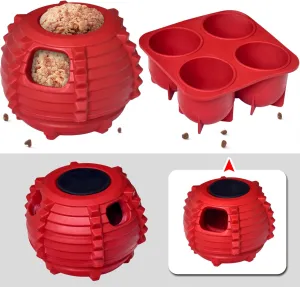 XHX Dog Toy, Durable Large Dog Toys, Interactive Dog Puzzle Play Toy, Freezable Fillable Rubber Dog Toys, with Stopper Silicone Treat Tray (Red, Small)