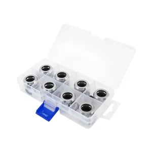XSPC G1/4" to 10mm ID, 14mm OD Rigid Tubing Fitting, Chrome, 8-Pack
